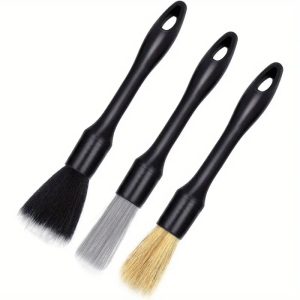 Pack de 3 brochas de detailing Lions Way con mango negro y cerdas negra, gris y natural